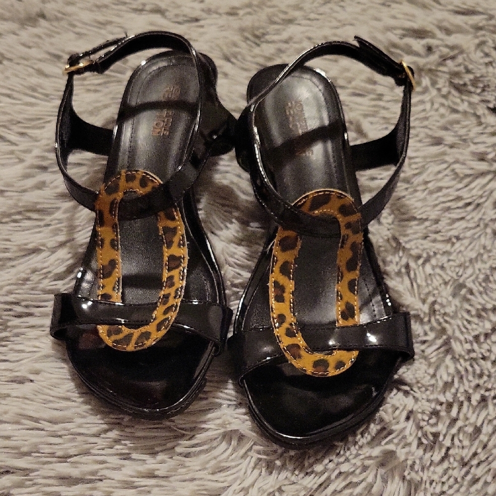 Kenneth Cole Reaction Black and Leopard Sandals
